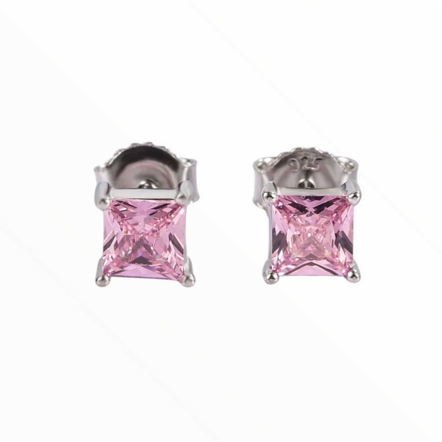 Sterling Silver Square Zircon Earrings