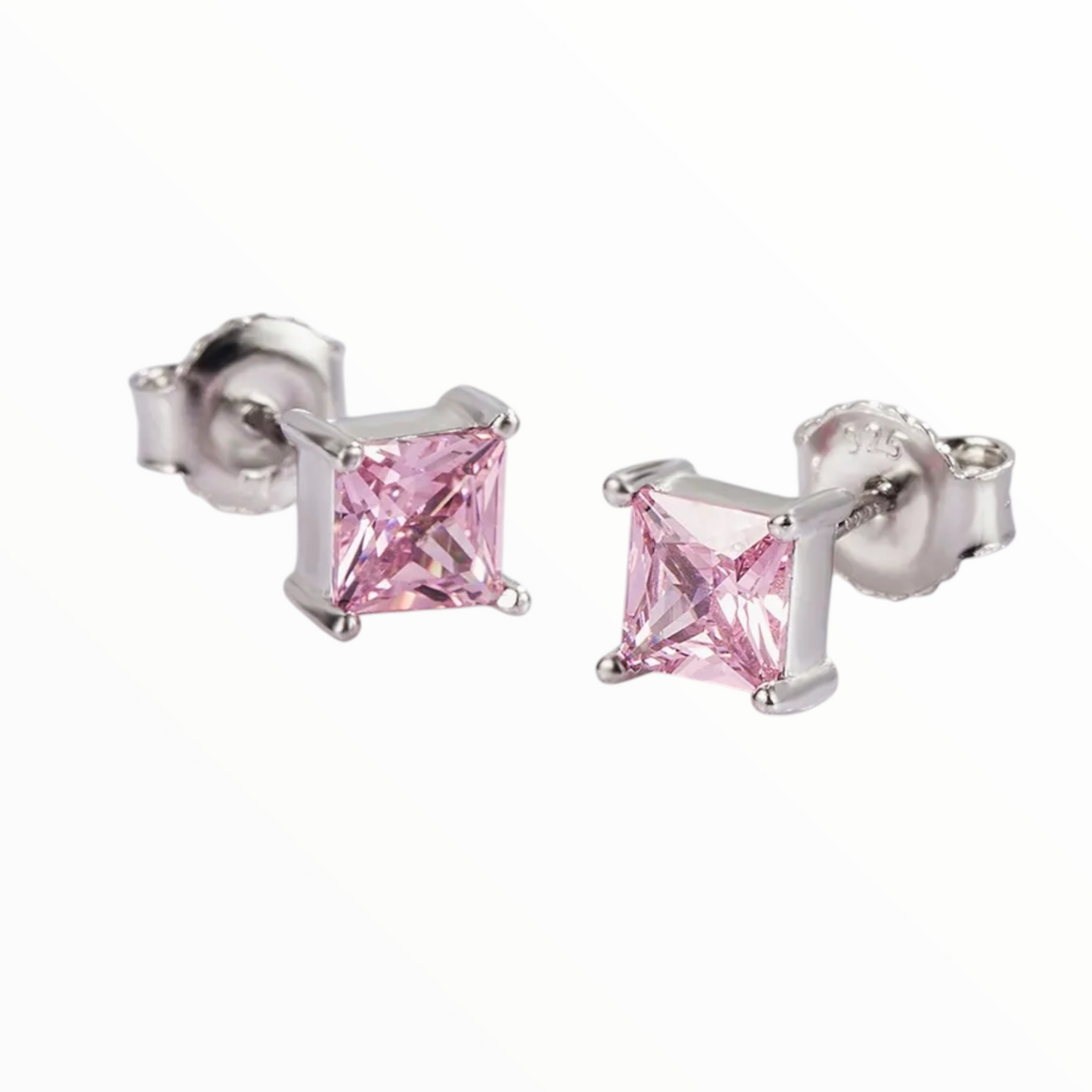 Sterling Silver Square Zircon Earrings