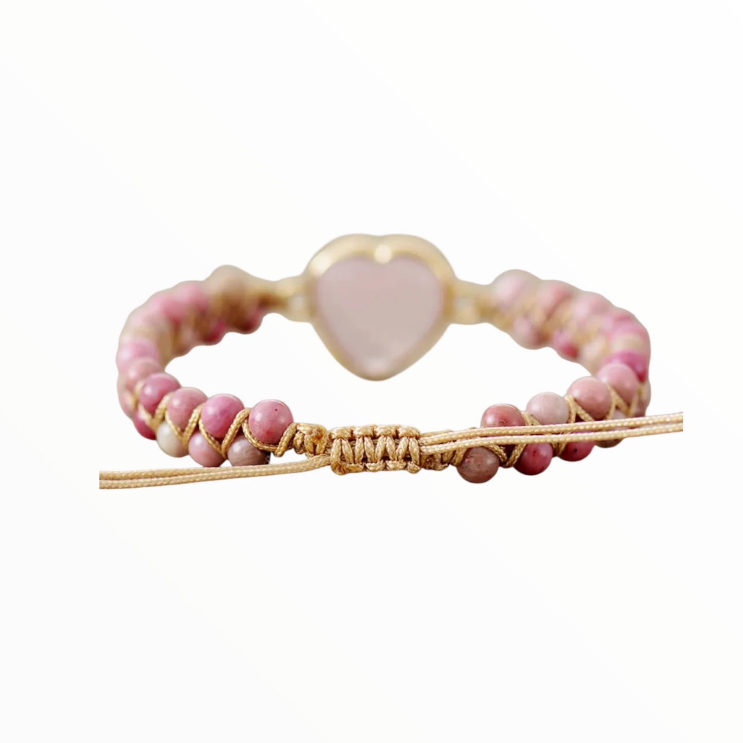 Rose Quartz Heart Beaded Bracelet