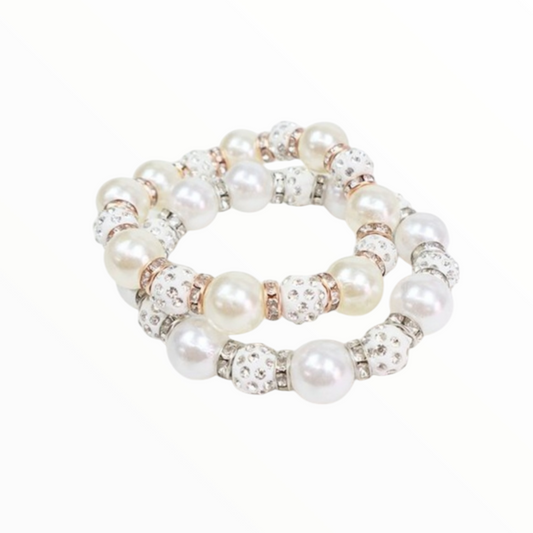 Pearl Stoneball Bead Stretch Bracelet